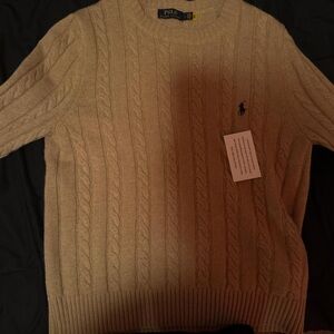 Ralph Lauren Men's Beige Cable Knit Sweater